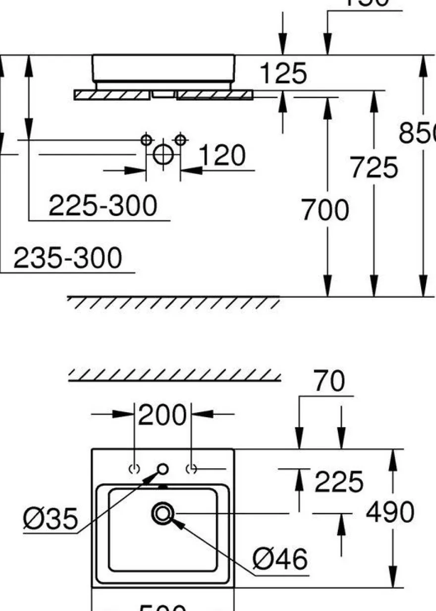 GROHE Aufsatz-WT Cube Keramik 39478 50cm PureGuard alpinweiß