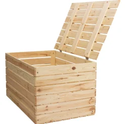 Grosse Holztruhe 80er Natur mit Deckel 80x50x39cm