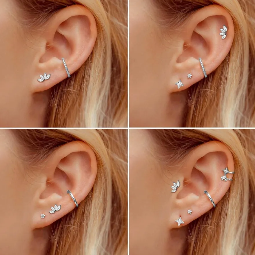 G23 Titan Helix Tragus Labret Lippenpiercing Set Gold Silber