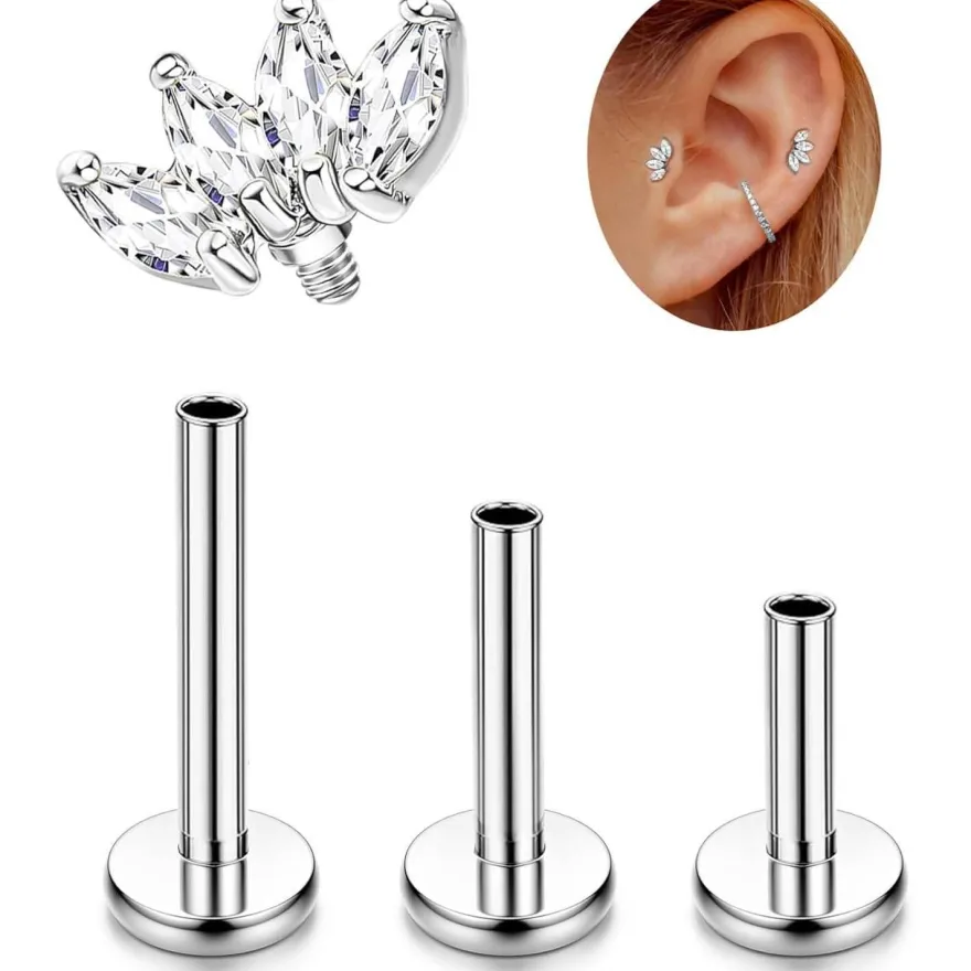 G23 Titan Helix Tragus Labret Lippenpiercing Set Gold Silber