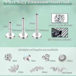 G23 Titan Helix Tragus Labret Lippenpiercing Set Gold Silber