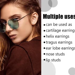 16G Tragus Helix Ohrringe Set Chirurgenstahl CZ Herz Stern Mond Blatt 12er