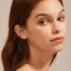 16G Tragus Helix Ohrringe Set Chirurgenstahl CZ Herz Stern Mond Blatt 12er