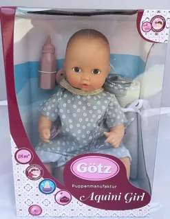 Götz-Puppen Aquini Girl Avocado Puppe - 33 cm Badepuppe ohne Haare mit braunen