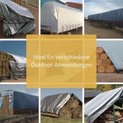 GUARD SHIELD Abdeckplane 3m x 6m Grau/Schwarz, Wasserdicht, 160g/m², mit Ösen