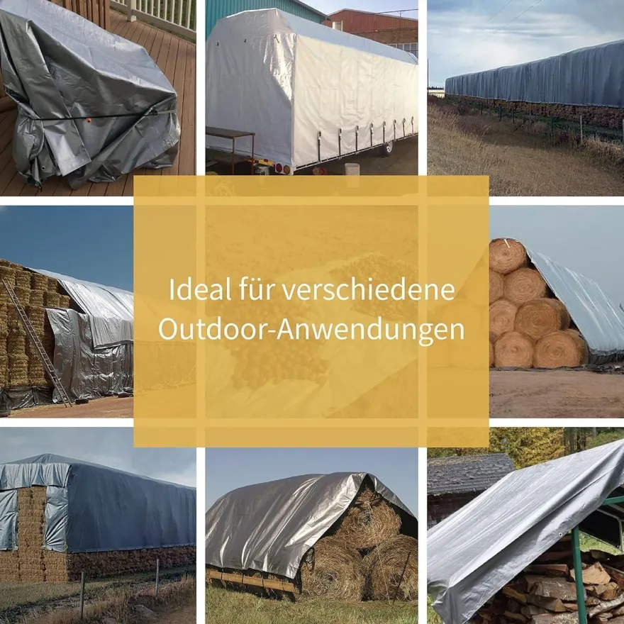 GUARD SHIELD Abdeckplane 3m x 6m Grau/Schwarz, Wasserdicht, 160g/m², mit Ösen