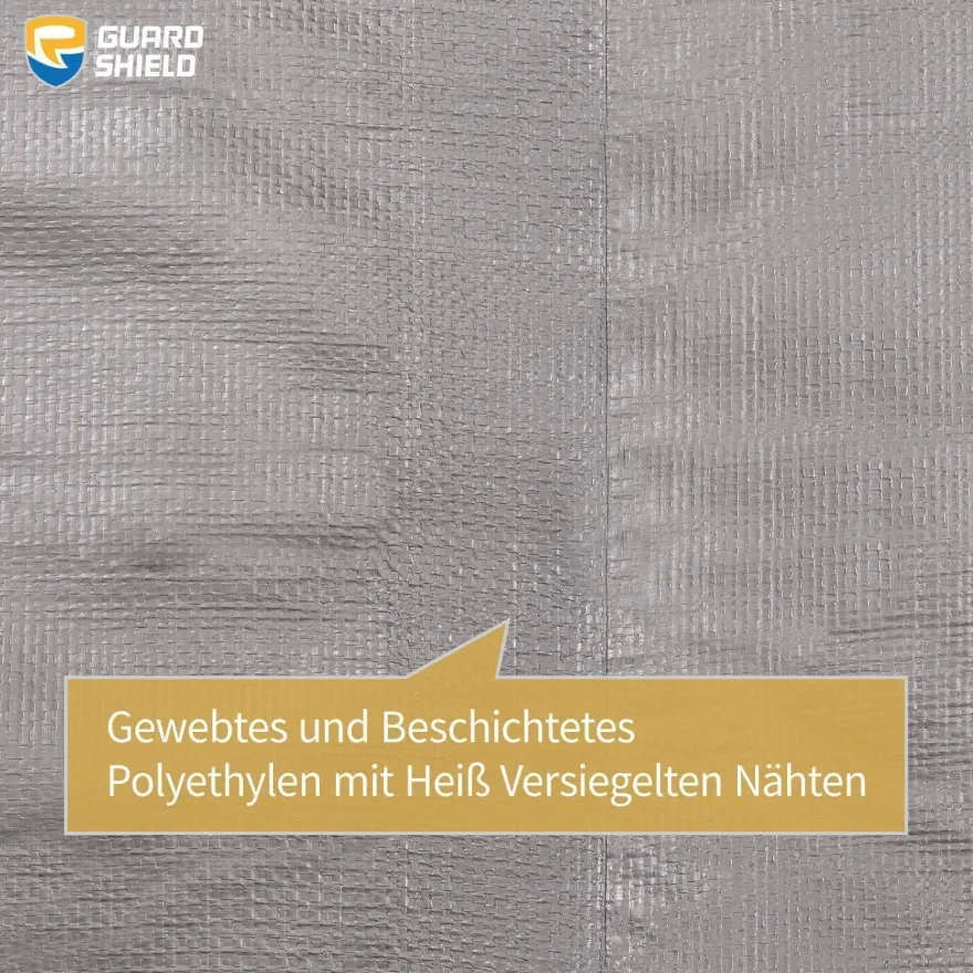GUARD SHIELD Abdeckplane 3m x 6m Grau/Schwarz, Wasserdicht, 160g/m², mit Ösen