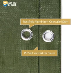 GUARD SHIELD Abdeckplane 3x3m Grün Wasserdicht 160g/? Allzweckplane