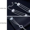 GW Herz Fußkettchen 925 Silber Zirkon Damen Fußschmuck Set