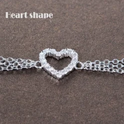 GW Herz Fußkettchen 925 Silber Zirkon Damen Fußschmuck Set