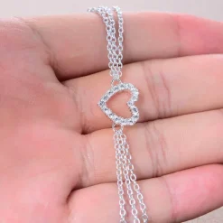 GW Herz Fußkettchen 925 Silber Zirkon Damen Fußschmuck Set