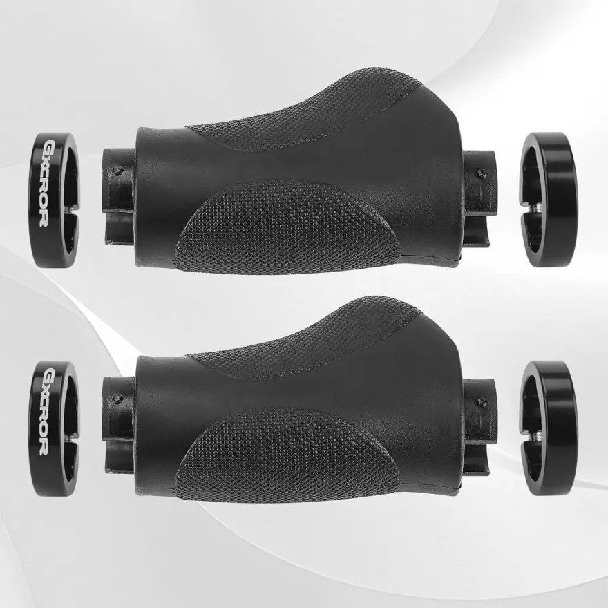 GXCROR Ergonomische Fahrradgriffe 130mm Gummi Anti-Rutsch Stoßdämpfend Schwarz