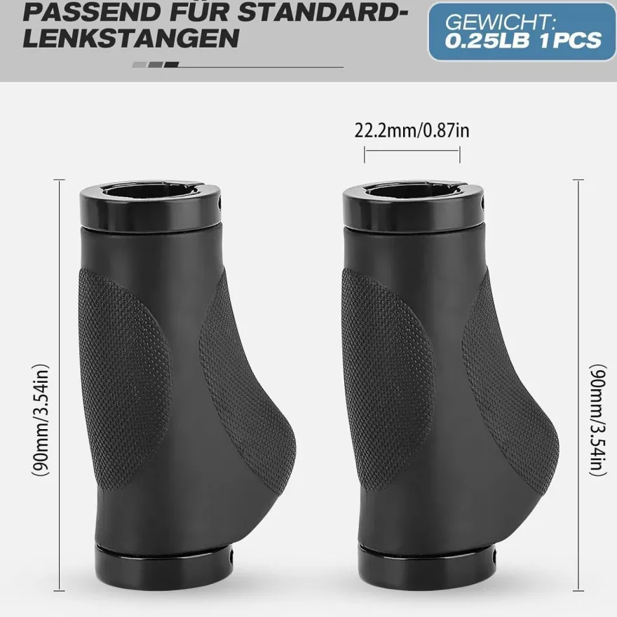 GXCROR Ergonomische Fahrradgriffe 130mm Gummi Anti-Rutsch Stoßdämpfend Schwarz