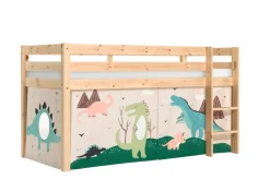 Halbhohes Bett Pino mit Textilset Tiere Kiefer Natur lackiert