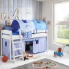 Halbhohes Einzelbett Mischelle Buche massiv Weiß lackiert 90x200 mit Textilset