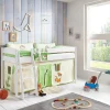 Halbhohes Einzelbett Mischelle Buche massiv Weiß lackiert 90x200 mit Textilset