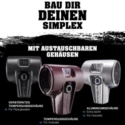 HALDER Simplex Schonhammer Ø 60 mm Gummi / Plastik rot mit Standfuß und Termpergus