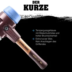 HALDER Simplex Schonhammer Ø 80 mm Gummi / Nylon mit extra kurzem Stiel und Termpe