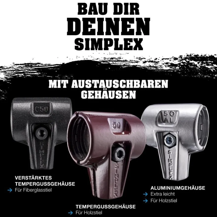 HALDER Simplex Schonhammer Ø 80 mm Gummi / Nylon mit extra kurzem Stiel und Termpe