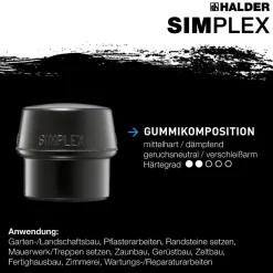 HALDER Simplex Vorschlaghammer Ø 60 mm Gummi mit Standfuß und Termpergussgehäuse