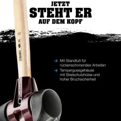 HALDER Simplex Vorschlaghammer Ø 60 mm Gummi mit Standfuß und Termpergussgehäuse
