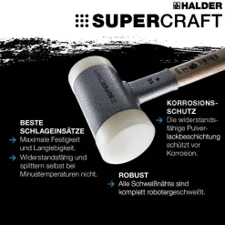 HALDER Supercraft Vorschlaghammer Ø 100 mm rückschlagfrei mit 3-Komponentenstiel