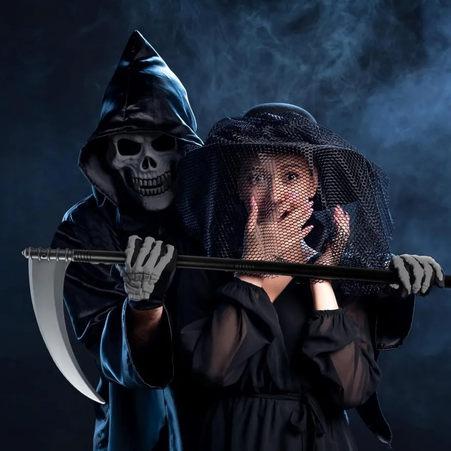 Halloween Sensenmann Kostüm Sense 150cm Horror Sichel Grim Reaper Cosplay