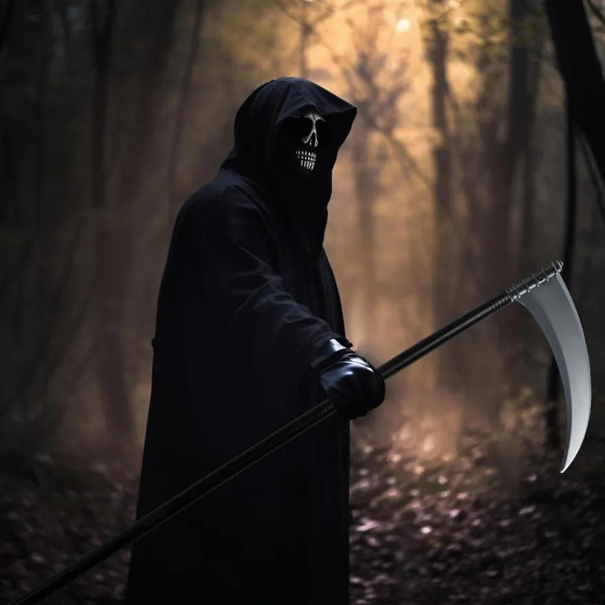 Halloween Sensenmann Kostüm Sense 150cm Horror Sichel Grim Reaper Cosplay