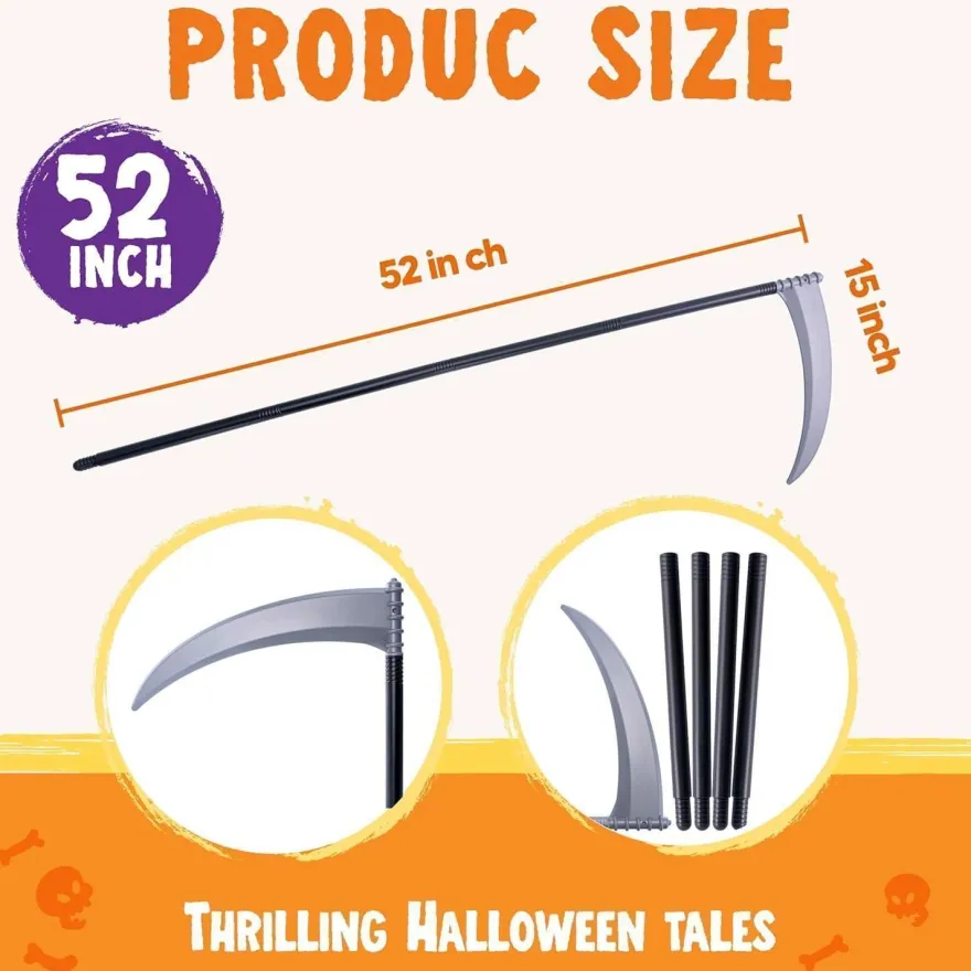 Halloween Sensenmann Kostüm Sense 150cm Horror Sichel Grim Reaper Cosplay