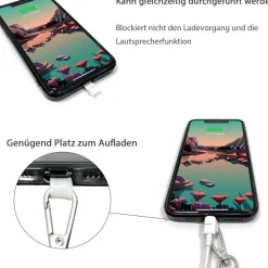Handykette Universal zum Umhängen für jedes Handy schwarz + himmelblau