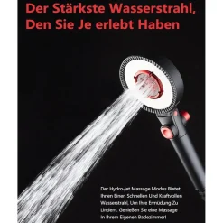 HAPPUP Duschkopf mit Filter, Wassersparend 4.5l/min, 3 Strahlarten