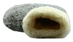 Hausschuhe Hüttenschuhe Lammfell 100% Schafwolle Schaffell Pantoffeln Grau 35-48
