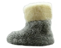 Hausschuhe Hüttenschuhe Lammfell 100% Schafwolle Schaffell Pantoffeln Grau 35-48