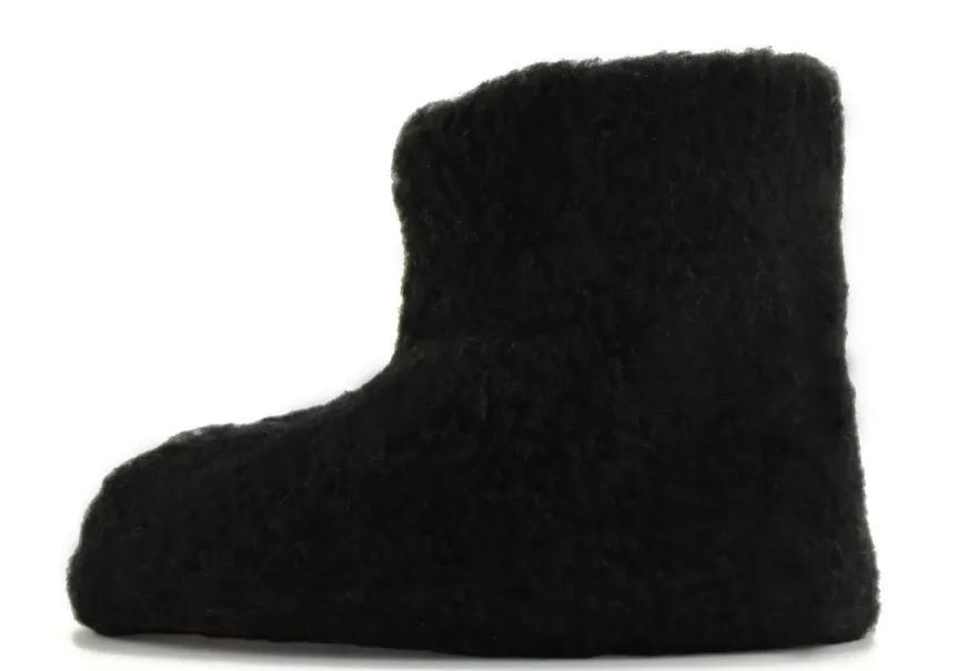 Hausschuhe Hüttenschuhe Lammfell Schafwolle Schaffell Wildleder Schwarz Gr.36-47