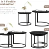 Hawthyhome 2er Beistelltisch Set rund, Couchtisch aus Holz mit Metallrahmen