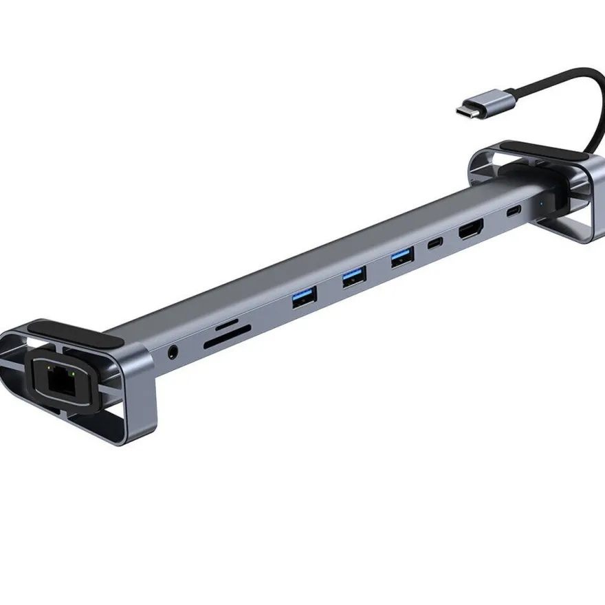 H36C USB C Hub Docking Station 10in1 HDMI RJ45 USB 3.0 Audio SD/TF für PC Laptop