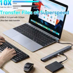 H36C USB C Hub Docking Station 10in1 HDMI RJ45 USB 3.0 Audio SD/TF für PC Laptop