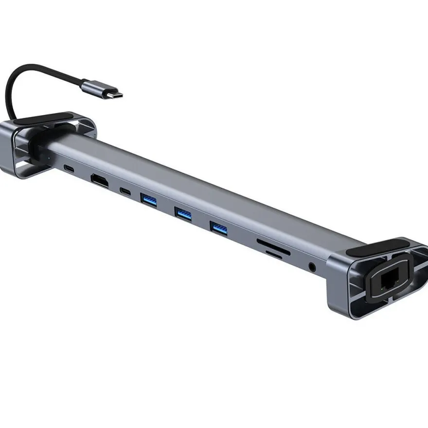 H36C USB C Hub Docking Station 10in1 HDMI RJ45 USB 3.0 Audio SD/TF für PC Laptop