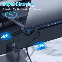 H36C USB C Hub Docking Station 10in1 HDMI RJ45 USB 3.0 Audio SD/TF für PC Laptop