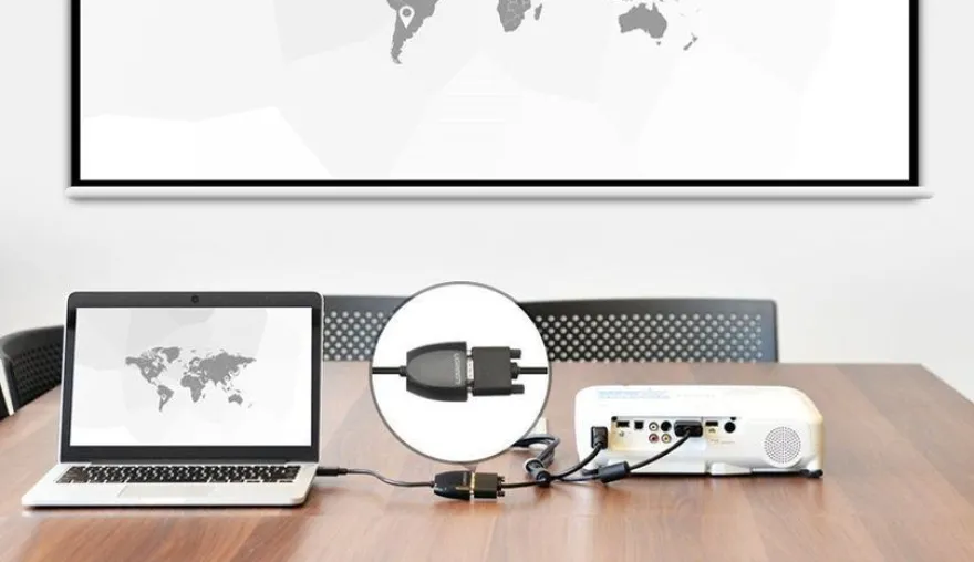 HDMI-Stecker auf VGA-Buchse FHD schwarzes Adapterkabel