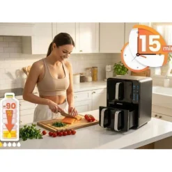 Heißluftfritteuse, Doppelkammer, vertikal, 12 l, Berdsen 2800W BD-664