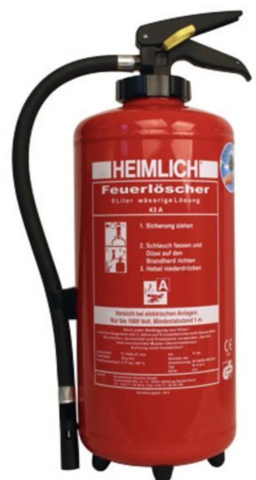 Heimlich® 9L Wasser Auflade Feuerlöscher 43A= 12LE