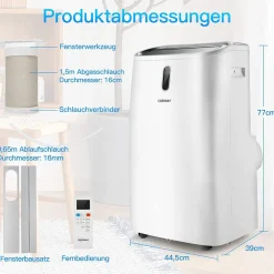 Heizlüfter, Klimagerät mobil, 14000 BTU 5 in 1 Mobile Klimaanlage