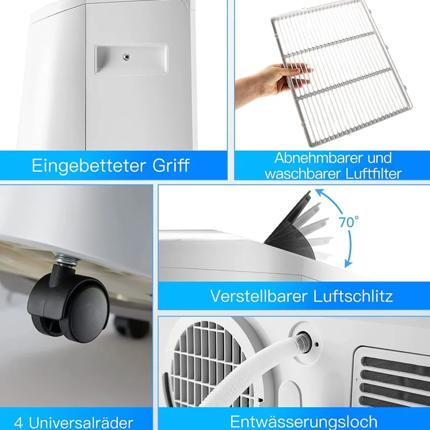 Heizlüfter, Klimagerät mobil, 14000 BTU 5 in 1 Mobile Klimaanlage