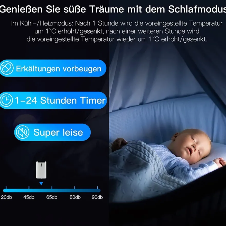 Heizlüfter, Klimagerät mobil, 14000 BTU 5 in 1 Mobile Klimaanlage