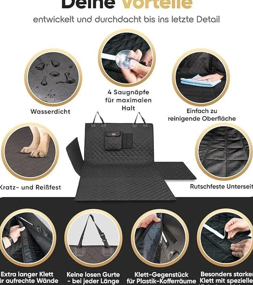 Heldenwerk Hundekofferraumschutz, Wasserdichte, Kratzfeste Hundedecke mit Seitenschuz