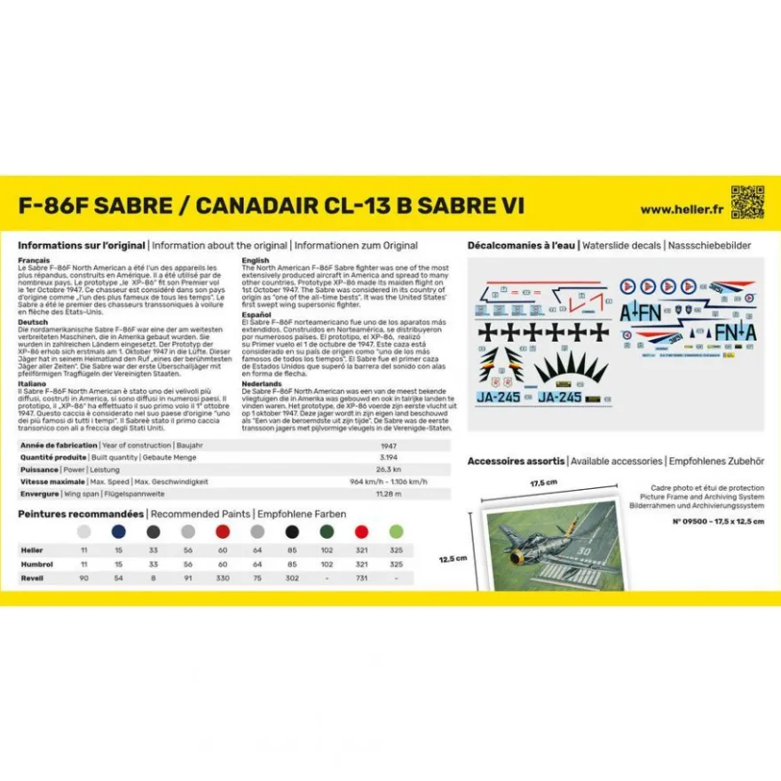 Heller - F-86F Sabre / Canadair CL-13 B Sabre VI - 1:72 - 58 Teile