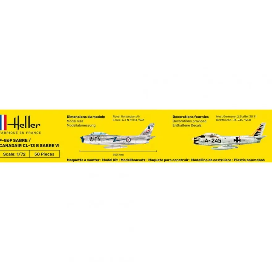 Heller - F-86F Sabre / Canadair CL-13 B Sabre VI - 1:72 - 58 Teile