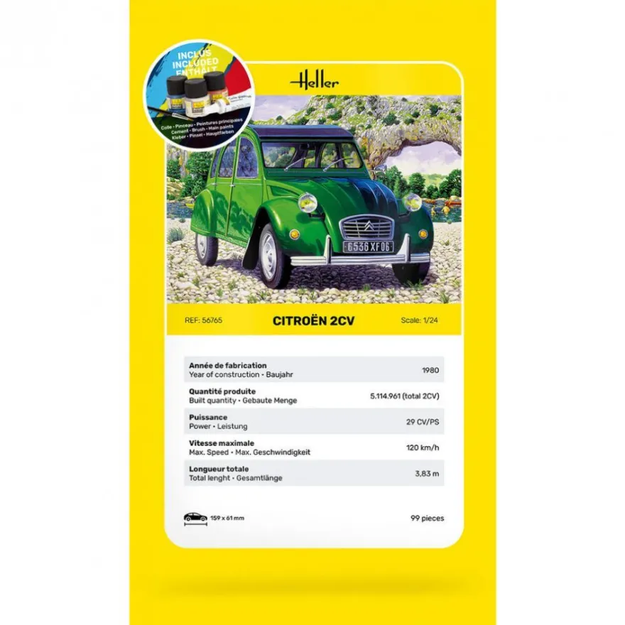 Heller - Starter Kit Citroën 2 CV - 1:24 - 99 Teile
