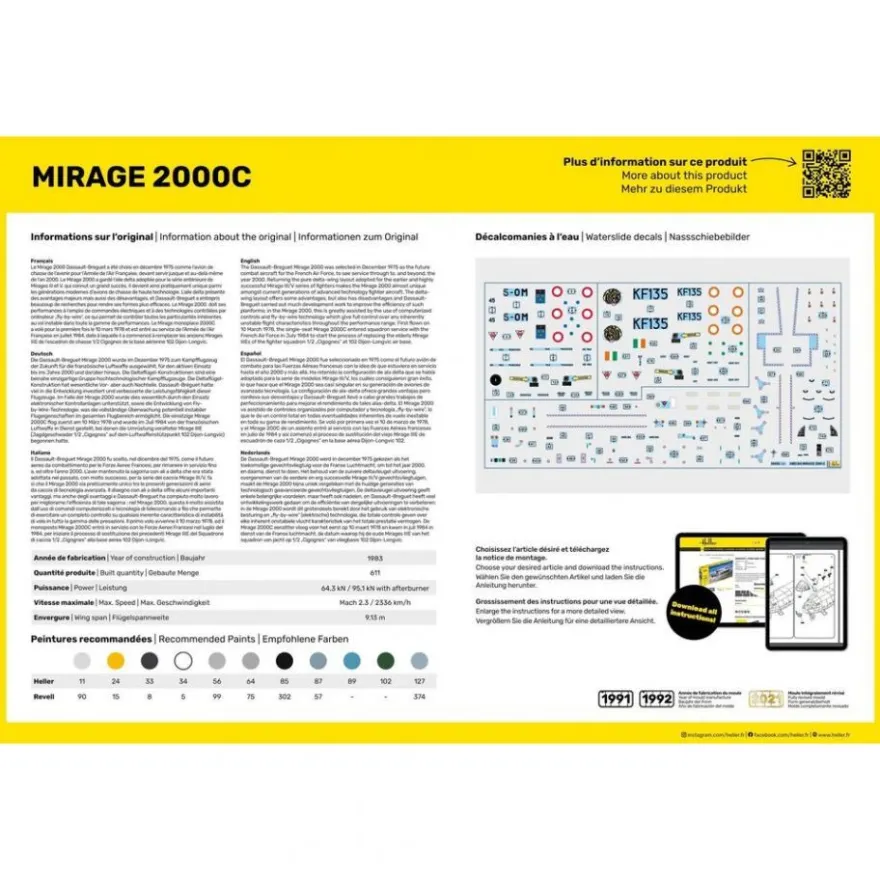 Heller - Starter Kit Mirage 2000 C - 1:48 - 92 Teile